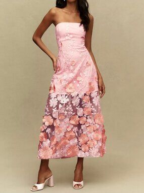 endless rose lace mock neck midi dress Endless Rose